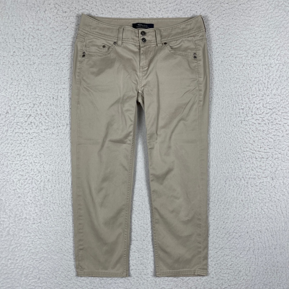 Tommy Bahama Crop Pants Womens 2 Khaki Beige Twill Tencel Stretch Coastal Casual